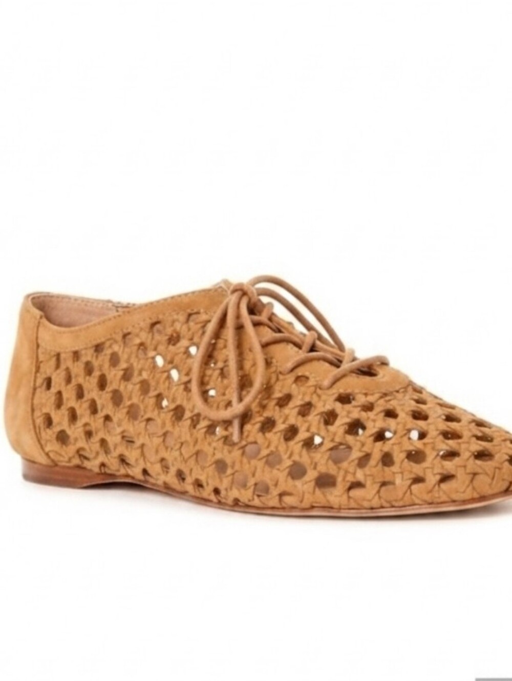 ANTONIO MELANI  Woven Lace-Up Flat in Cognac